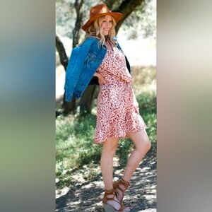 CAbi #5406 Sienna Boho Burnt Red Leopard Print Ruffled Hem Dress